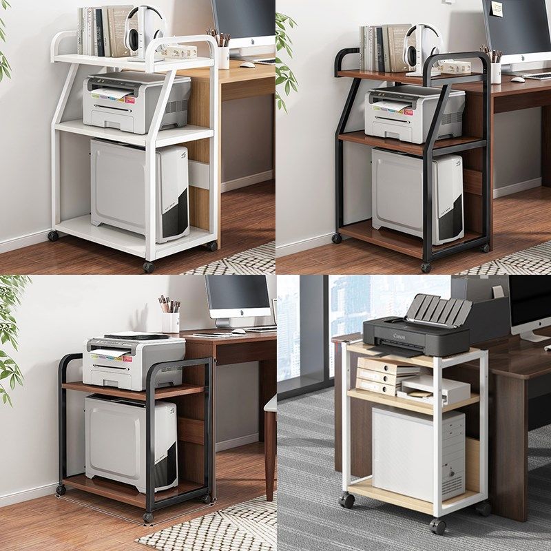 打印机置物架移动带轮办公室主机台式电脑机箱托架多层一体式落地