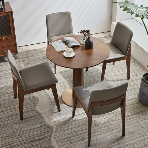北欧实木餐桌洽谈桌椅组合轻奢办公商用接待咖啡厅阳台小圆桌椅子