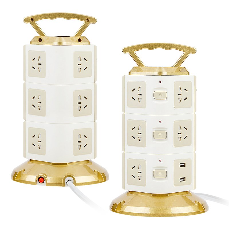 多功能插座电源办公立式魔方家用多孔塔形面板长线带线插线板插排