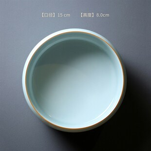 问心堂金丝笔洗缸仿古汝窑笔洗套装青花瓷笔洗大号国画毛笔青瓷笔