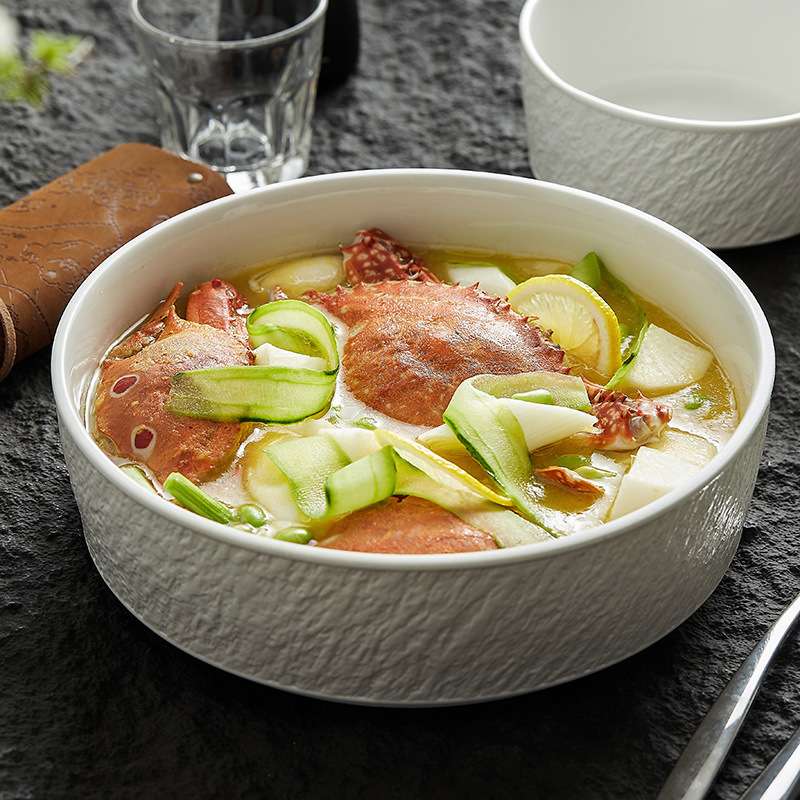 高级感创意石纹大号汤碗家用陶瓷10寸日式大碗加厚水煮酸菜鱼汤盆