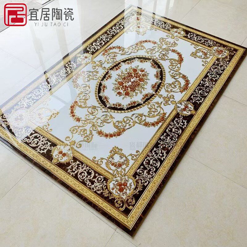 拼花地砖800x800微晶石抛晶砖欧式客厅饭厅造型拼X图地拼花瓷砖