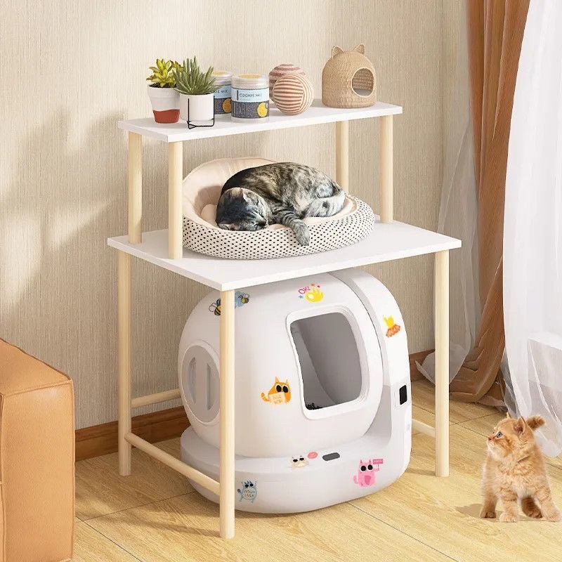 猫砂盆置物架阳j台猫爬架小佩猫厕所上方架子猫盆架猫窝收纳架定图片