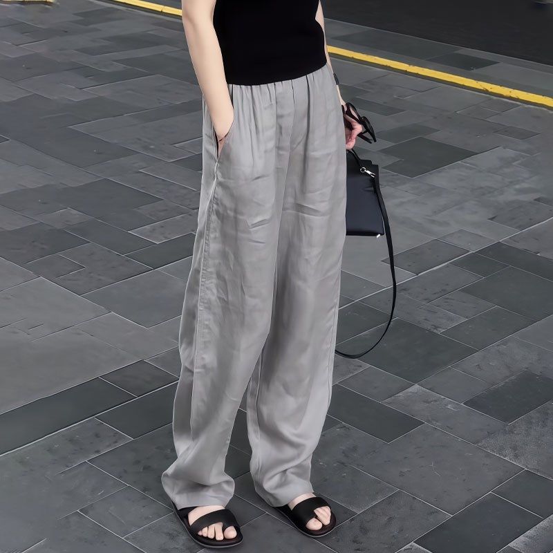 日系灰色b亚麻阔腿裤女2025夏季新款高级感百搭洋气显瘦休闲直筒,女装/女士精品,大码裤装,淘宝优惠券,粉丝福利购,淘宝优惠卷