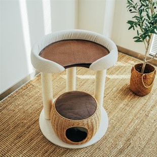 网红大床编织窝藤编猫q窝猫树一体猫爬架豪华猫布偶缅因攀爬剑麻