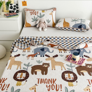 定制床盖三件套双面纯o棉水洗棉卡通儿童房榻榻米加厚绗缝夹棉床