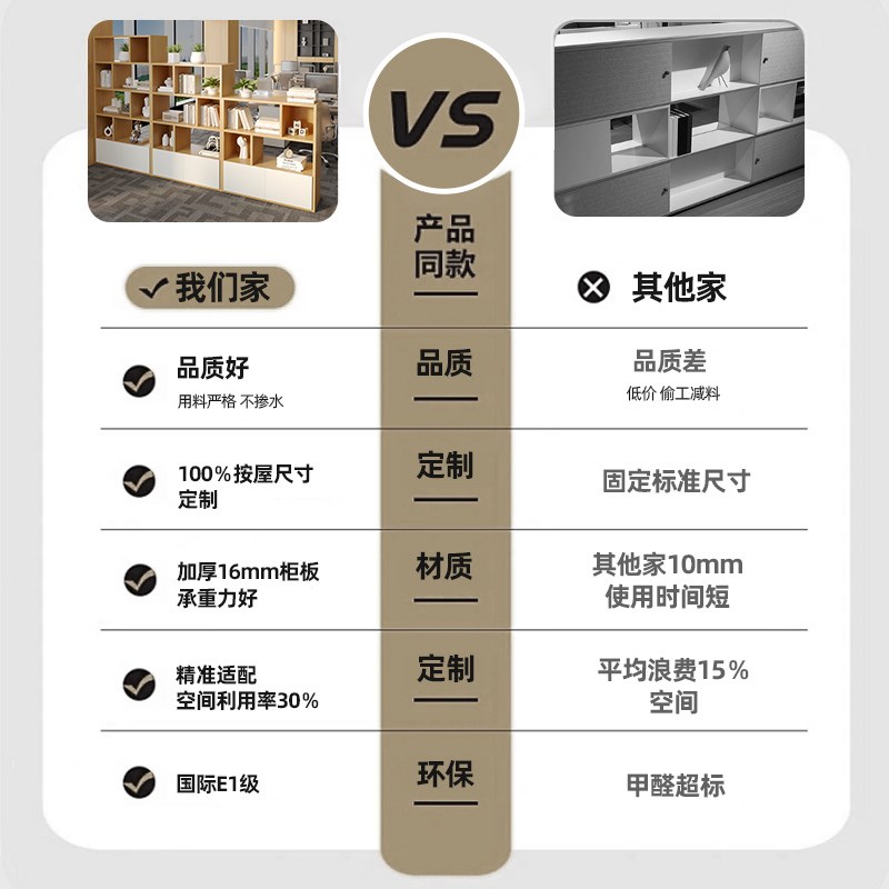办公室隔断柜木质组合屏风装w饰靠墙书柜落地置物柜多层文件边柜