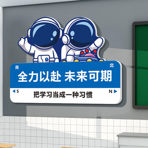 未来主义动机学习挂画小学课堂布B置教室装饰文化墙自习室励志标