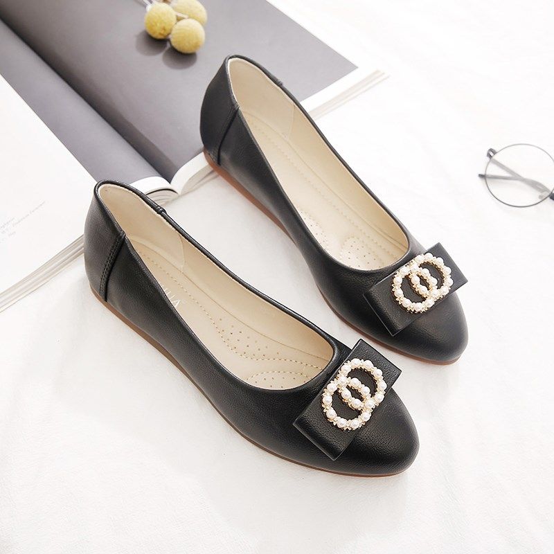 单鞋女鞋子2024年新款春秋百搭豆豆鞋H夏防滑妈妈鞋软皮软底平底,女鞋,浅口单鞋,淘宝优惠券,粉丝福利购,淘宝优惠卷