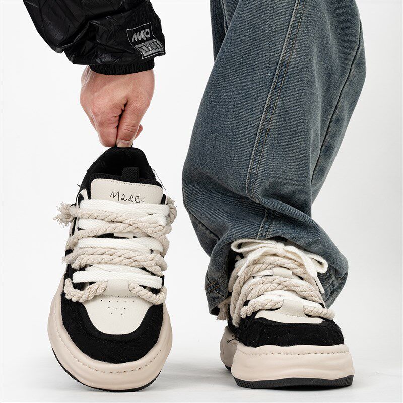 黑白厚底7cm隐形内增高鞋男女情侣E款小众帆布溶解板鞋休闲面包鞋,流行男鞋,休闲板鞋,淘宝优惠券,粉丝福利购,淘宝优惠卷