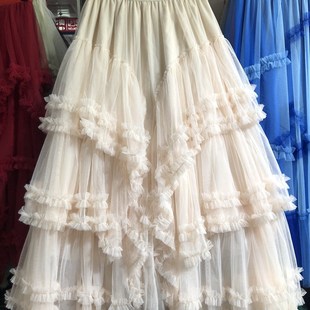 欧货重工花边网纱蛋m糕裙半身春秋遮胯显瘦多层次高级感纱裙仙女