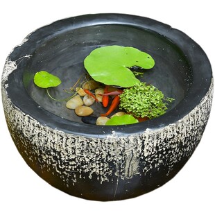 庭院小花园阳h台鱼池造景摆件户外鱼缸仿石槽水景观小院天台布置