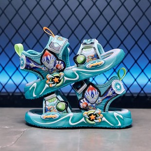 男童凉鞋2025新款夏q季男宝宝鞋子发光软底亮灯儿童运动沙滩鞋防