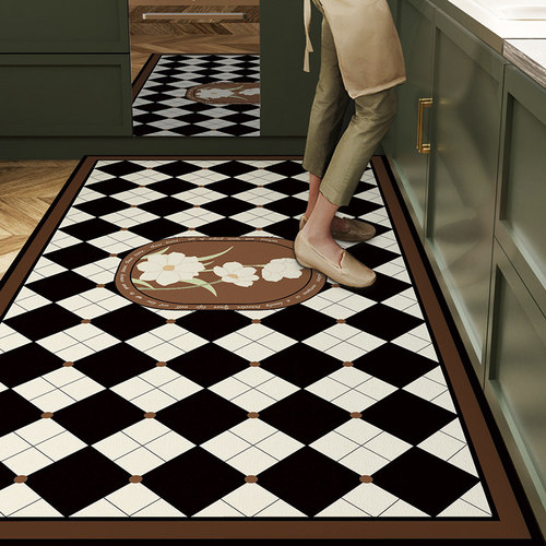 pvc可b擦厨房地垫防滑防油防水家用脚垫门厅玄关入户耐脏皮革地毯