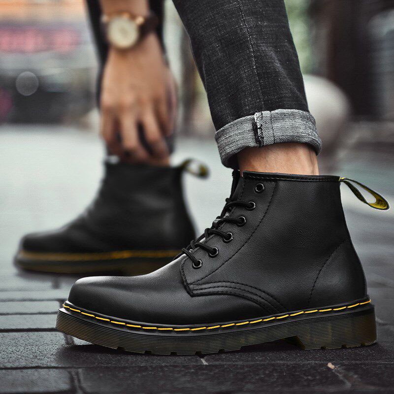马丁靴男款英h伦风高帮皮鞋男鞋秋季短靴情侣工装黑色皮靴雪地靴