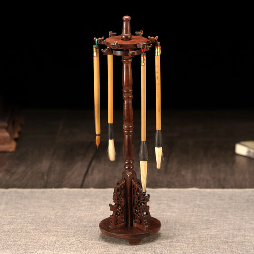 红木工艺品旋转笔挂红酸枝笔笔架毛笔挂架L子挂架手饰展示架首饰