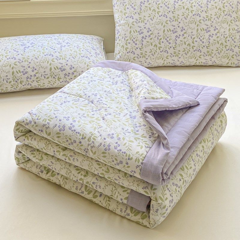 夏季田园风d紫色碎花纯棉夏凉被空调被可机洗全棉夏被芯单人薄被