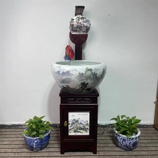 陶瓷柜式 新款 金鱼缸落地鱼缸家用玄关客厅景德镇养鱼盆办公室摆
