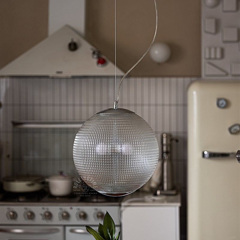 轴年 Rolling time 圆球格纹玻璃吊灯 美式复古工业风客厅卧室灯