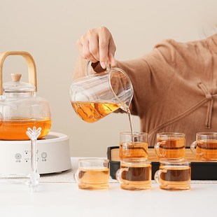 家用整套办公室泡茶烧水提梁壶煮茶玻璃茶壶 电陶炉煮茶器茶具套装