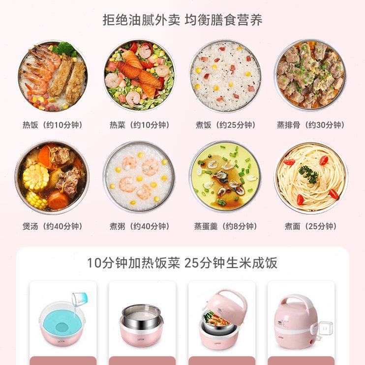 饭热饭菜神器蒸煮锅上班族自动保温插电可煲电热饭盒小浣熊加热带