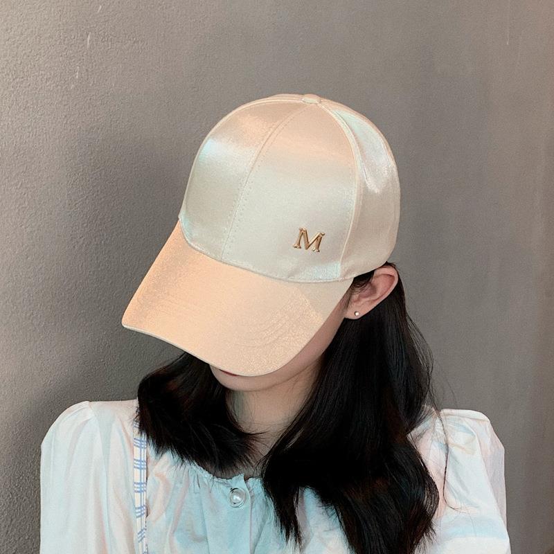 帽子女春夏天时尚丝光标棒球帽青年百搭情侣嘻哈帽潮韩版鸭舌帽