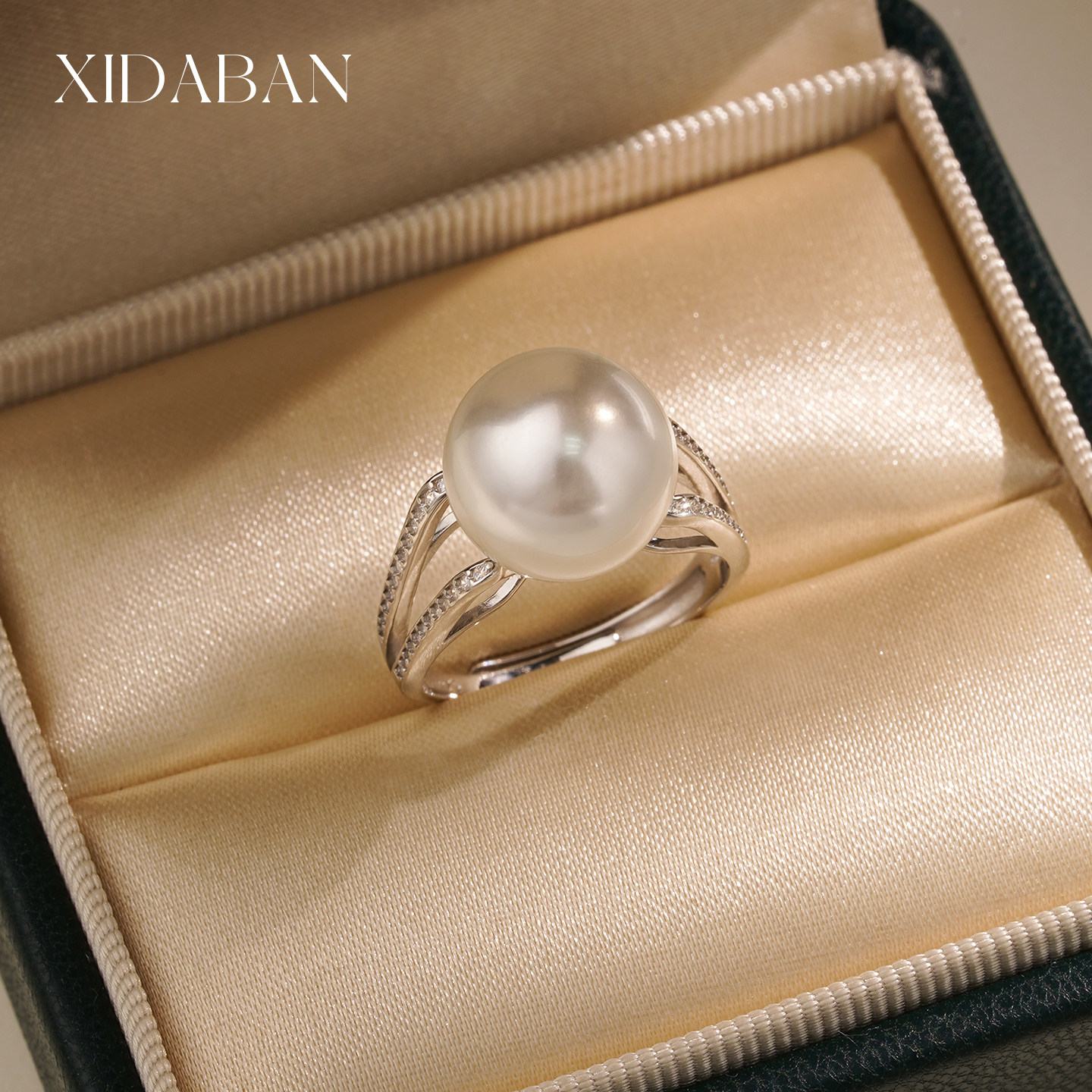 西大班天然贝壳珍珠戒指925纯银