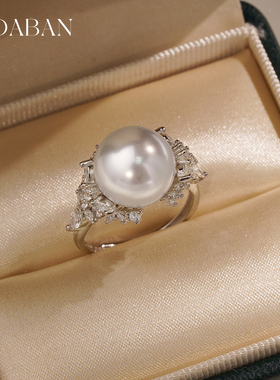西大班天然贝珠冰雪女王戒指纯银