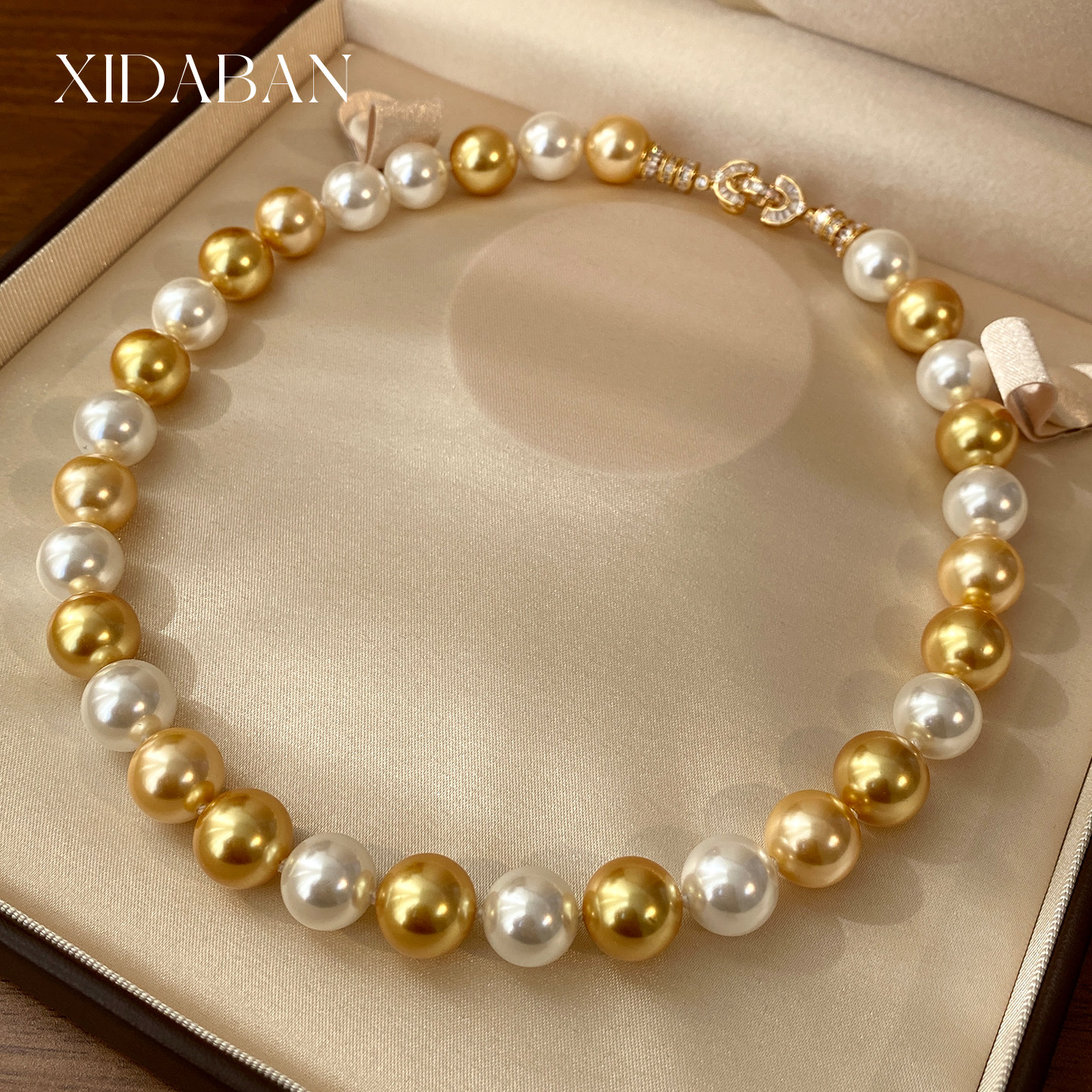 天然澳母贝白金混彩珍珠项链2025爆款轻奢高级感叠戴锁骨链毛衣链