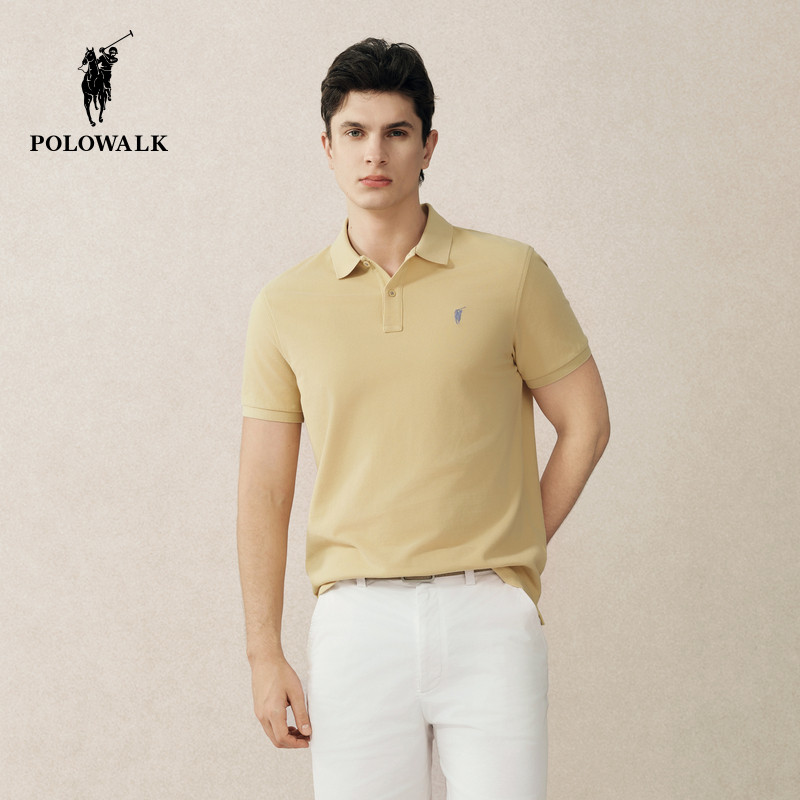 POLOWALK男士纯棉POLO衫2025春夏新品商务透气短袖翻领T恤上衣