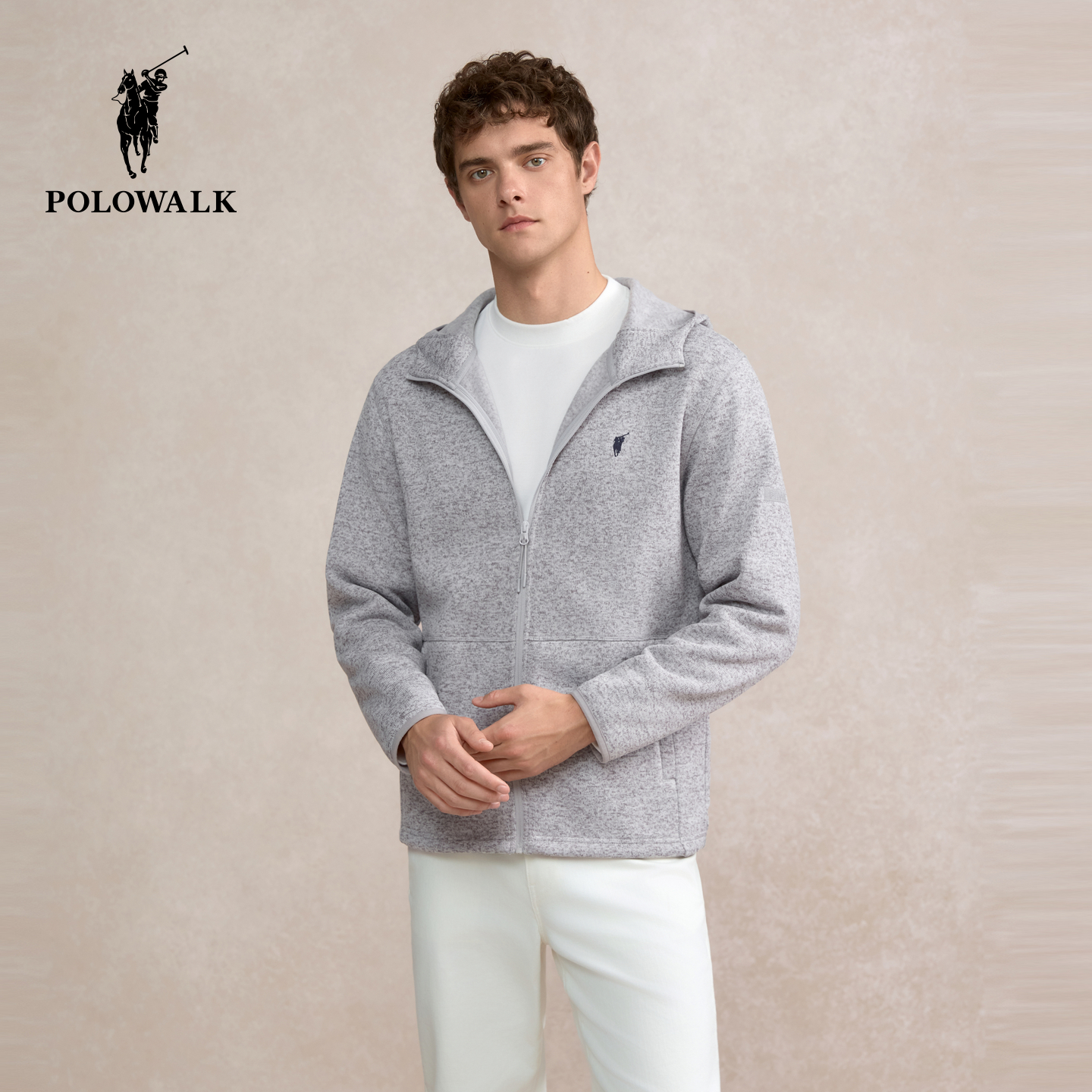 POLOWALK男式连帽外套2025秋冬季新品时尚休闲男装运动连帽外套
