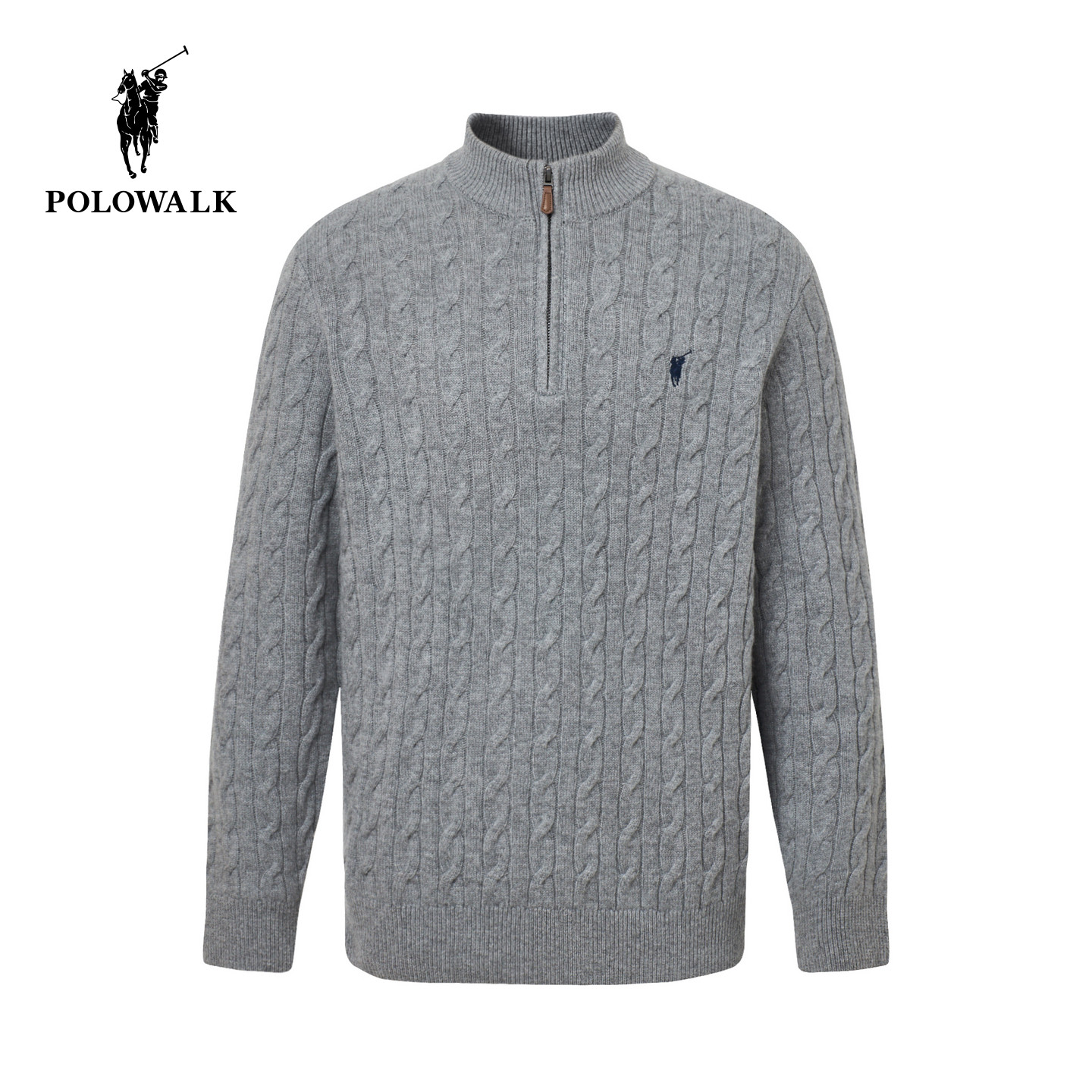 【100%绵羊毛】POLOWALK男式羊毛衫2025冬季新品半拉