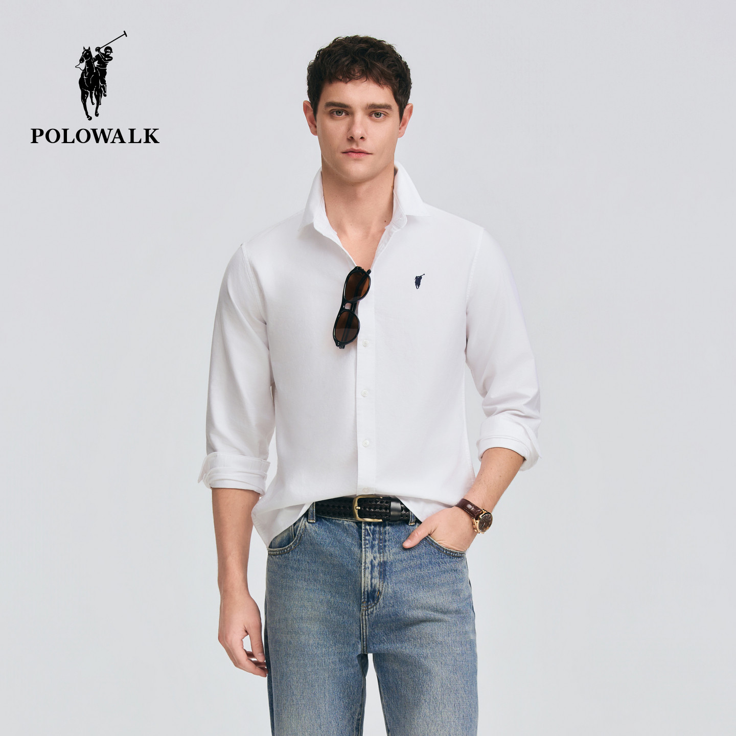 【牛津布】POLOWALK男士衬衫秋冬款纯棉上衣百搭衬衣男打底衫男装