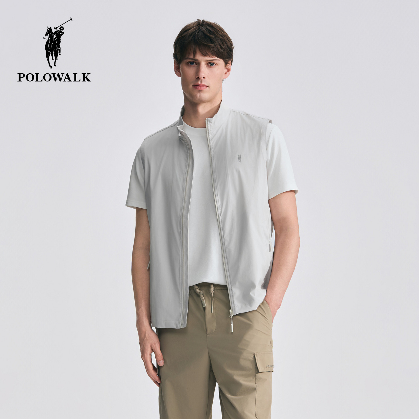 【UPF50+】POLOWALK男式马夹2026春季新品简约百搭立领马甲背心