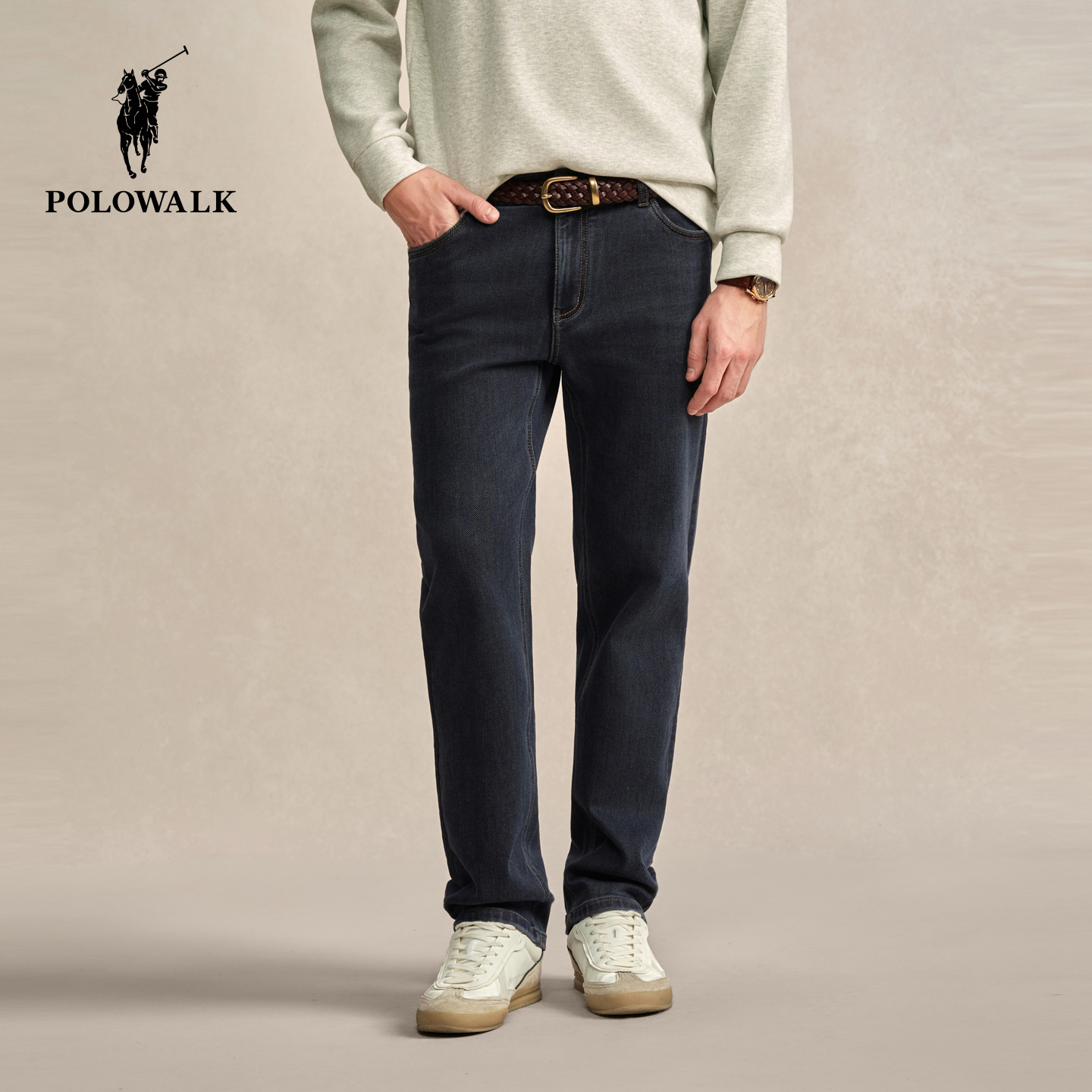 POLOWALK男式牛仔裤2025秋冬新品百搭直筒薄绒加绒保暖牛仔长裤子,男装,牛仔裤,淘宝优惠券,粉丝福利购,淘宝优惠卷