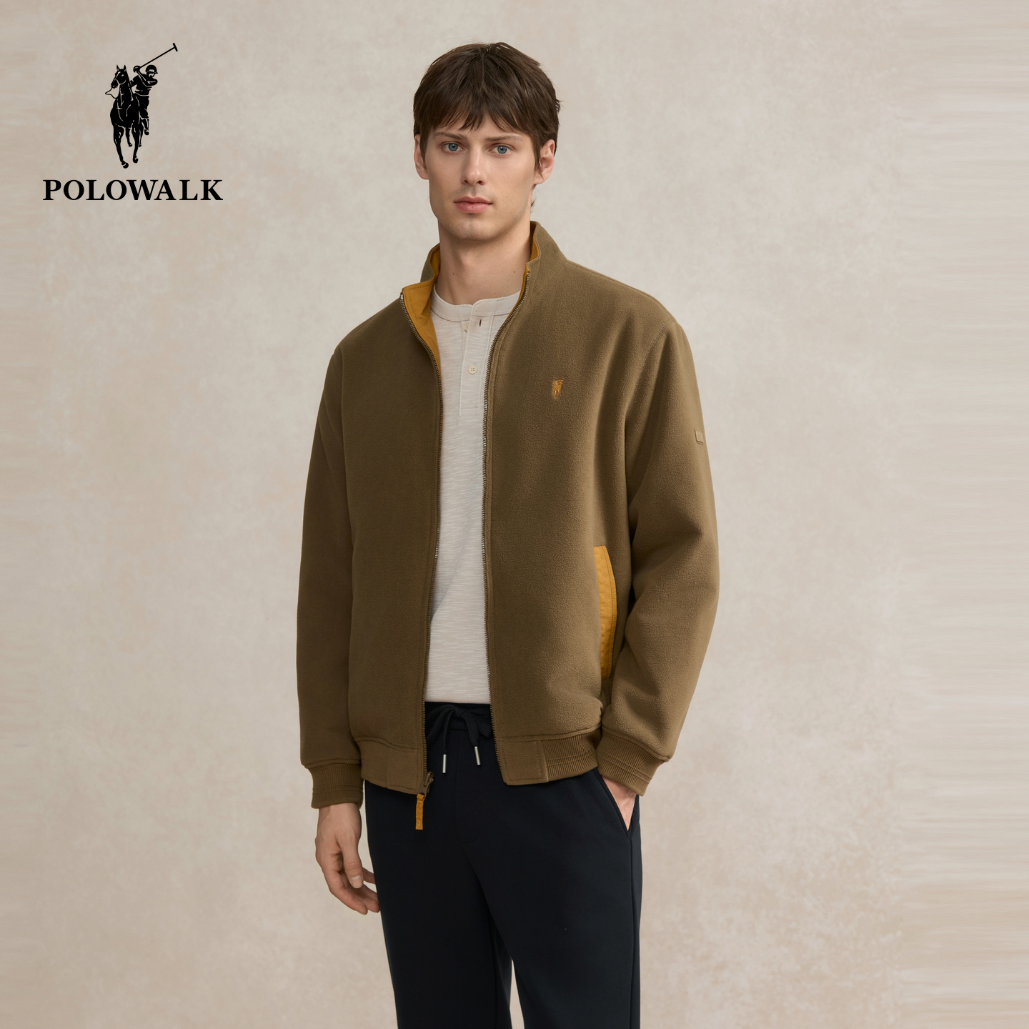 POLOWALK男装男式夹克2025冬季新品潮流百搭两面穿通勤立领外套