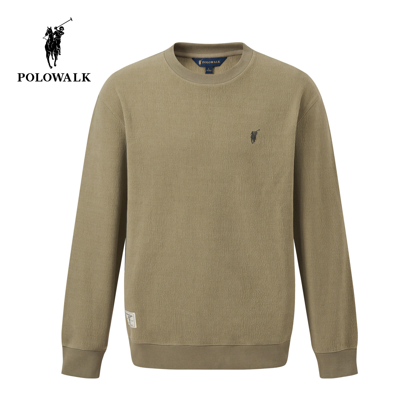 POLOWALK男式卫衣2025秋季新品简约休闲罗纹圆领内搭纯色