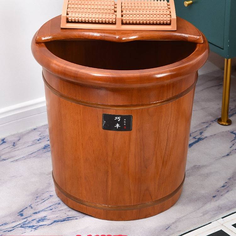 橡木桶泡脚桶木质高深桶过小腿洗脚桶家用实木泡脚盆保温足浴木盆