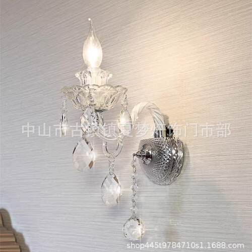 欧式水晶壁灯客厅背景墙双头装饰卧室床头灯过道创意挂灯酒店灯具