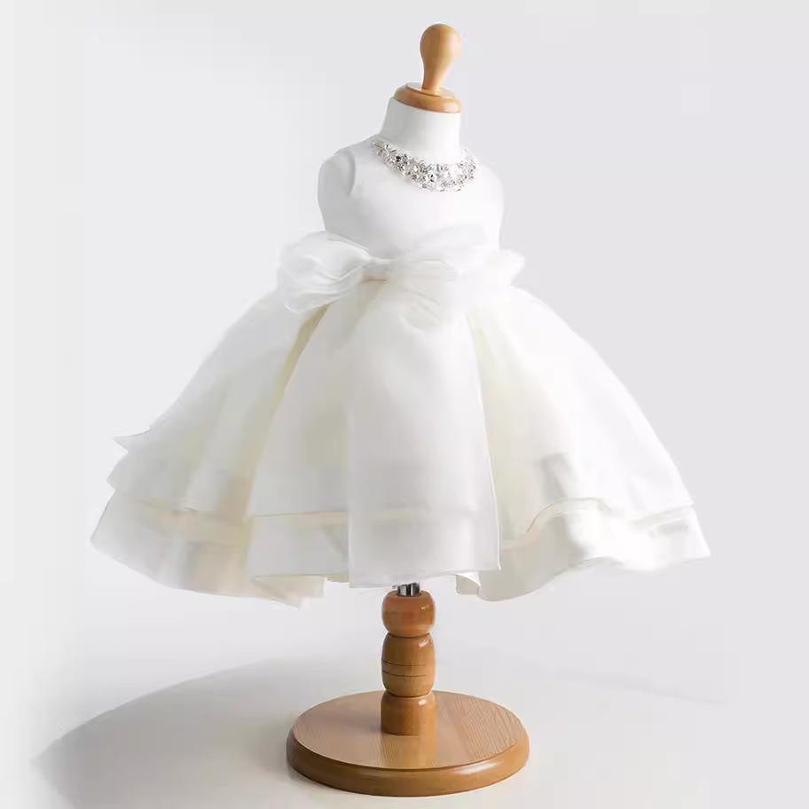 韩版女童婴儿宝宝满月摆酒生日儿童婚纱礼服公主蓬蓬连衣裙