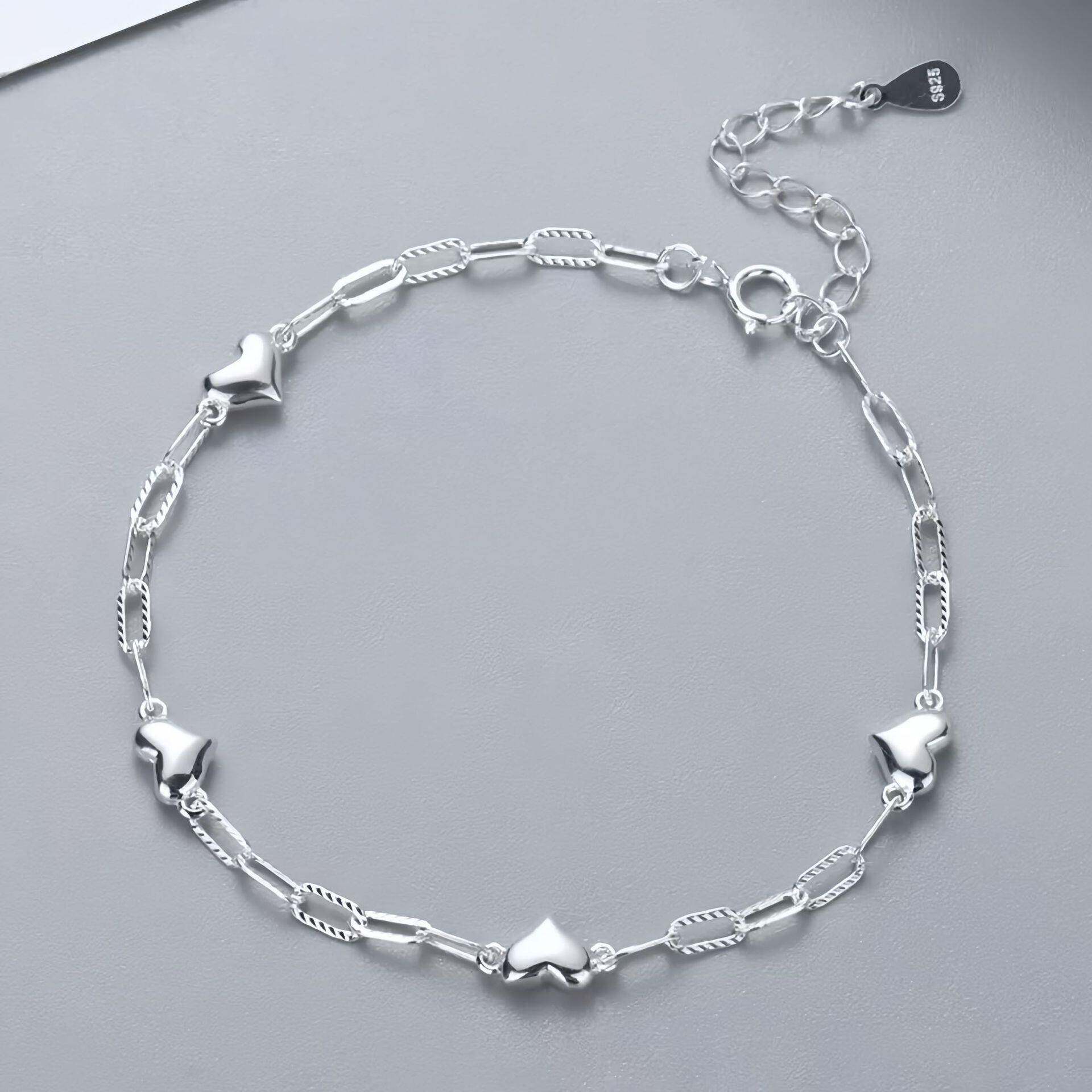 亚马逊跨境爱心手链女韩版甜美气质小巧车花环扣手饰可调节手链