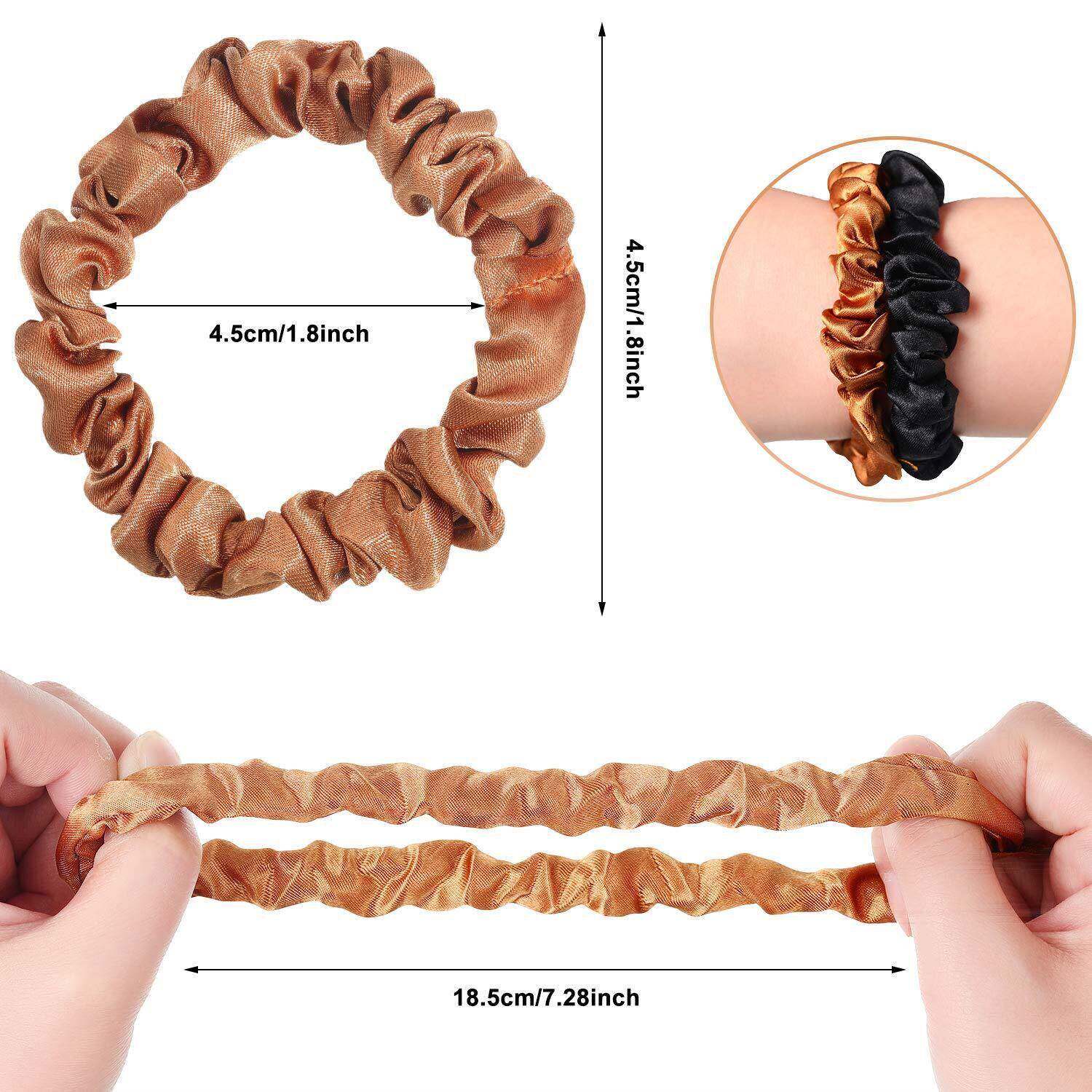 厂家直供跨境亚马逊热卖猪大小细肠圈亮光色丁布发圈纯色头圈发饰