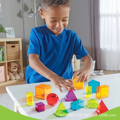 美国Learning Resources几何透光积木立体数学空间认知LR儿童教具