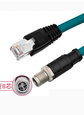 m12转rj45工业以太网线x型8芯ccb849012001适用于congnex视觉线缆