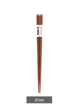 石田(ishida)日本进口尖头实木筷子 家用防滑筷可爱猫咪寿司筷