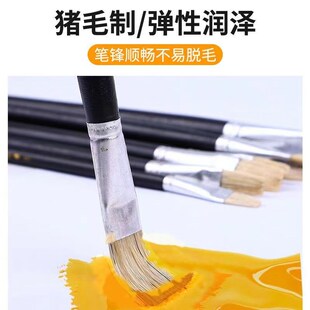 10支装 约2.3CM宽笔尖 成珍661黑杆猪鬃 12号油画笔