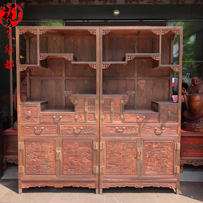 红木家具 全实木书柜 中式仿古 大红酸枝木书柜R书架 清式组合书