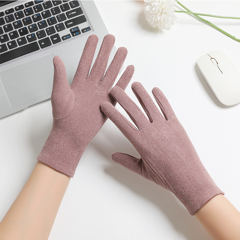 手套女冬季德绒薄款棉春秋款保暖防寒加绒骑行防风弹力触屏电动车