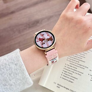 适用oppowatchx2mini表带编织尼龙磁吸扣腕带watch4pro可爱透气女