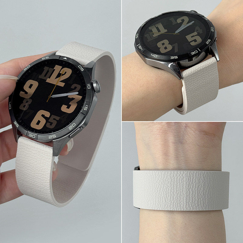 适用华为GT6手表带GT5/4荔枝纹硅胶磁吸gt3pro腕带watch5透气男女